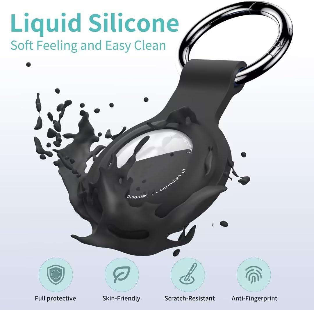 4 Pack for Airtag Keychain, with Soft Silicone Airtags Holder Protective Cases Cover Key Ring, Compatible with Apple Airtag 1St & 2Nd Generation for Kids,Luggage,Keys,Dog Collar